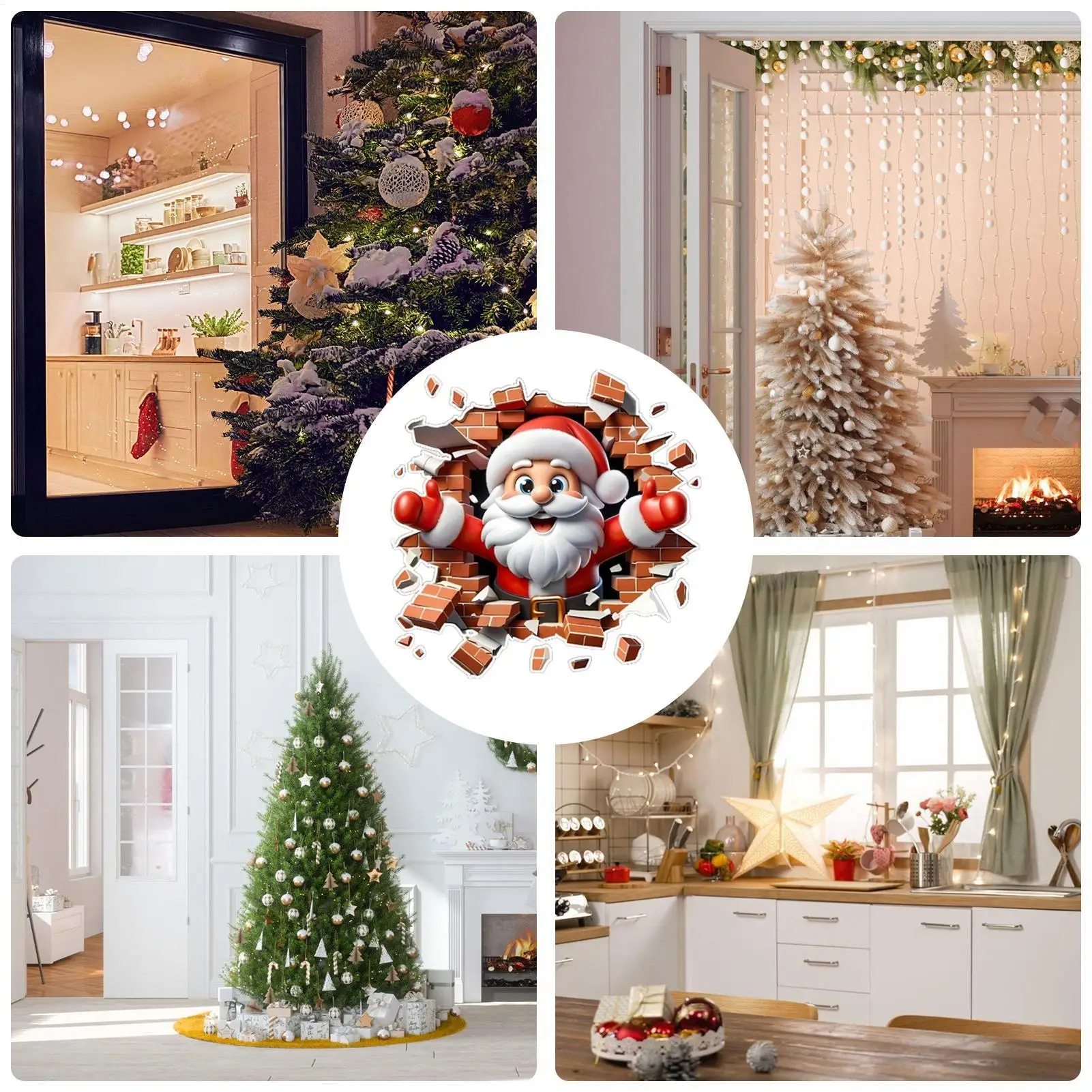 Christmas Santa Claus Wall Stickers, Santa Break Decal for Toilet Seat Lid, Home Party Living Room Bedroom Decor 2D flat sticker