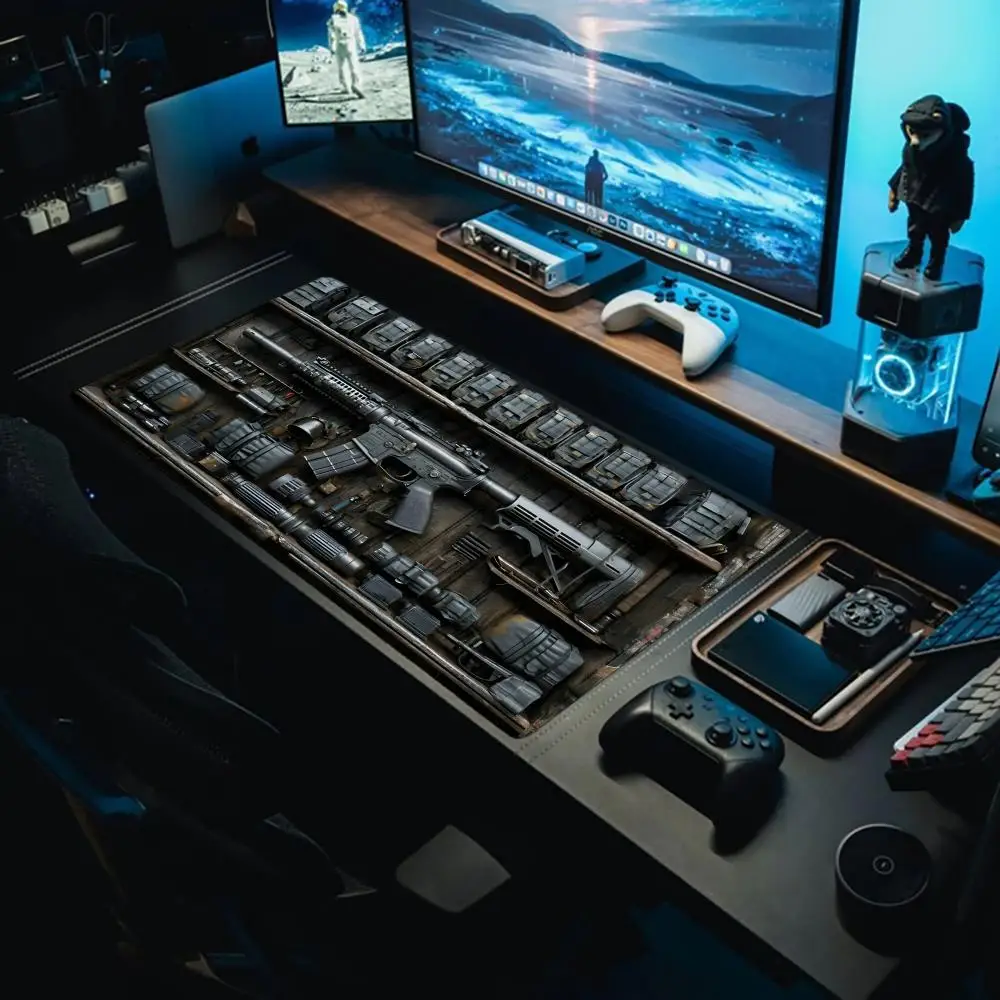 

Офисные компьютерные аксессуары, коврик для мыши с настоящим пистолетом, большой коврик для компьютерного офисного игрового стола XXL, противоскользящий и прочный