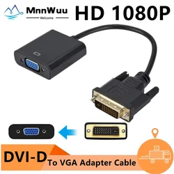 MnnWuu Full HD 1080P DVI-D DVI To VGA Adapter Video Cable Converter 24+1 25Pin to 15Pin Cable Converter for PC Computer Monitor