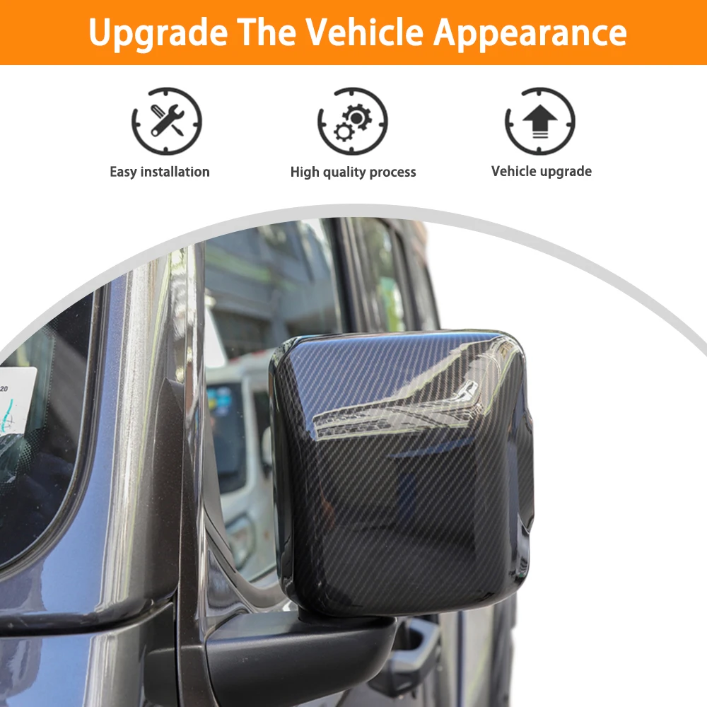 سيارة مرآة الرؤية الخلفية قذيفة الديكور غطاء الكسوة ملصقات ل جيب رانجلر JL المصارع JT 2018-2023 2024 الملحقات الخارجية #4