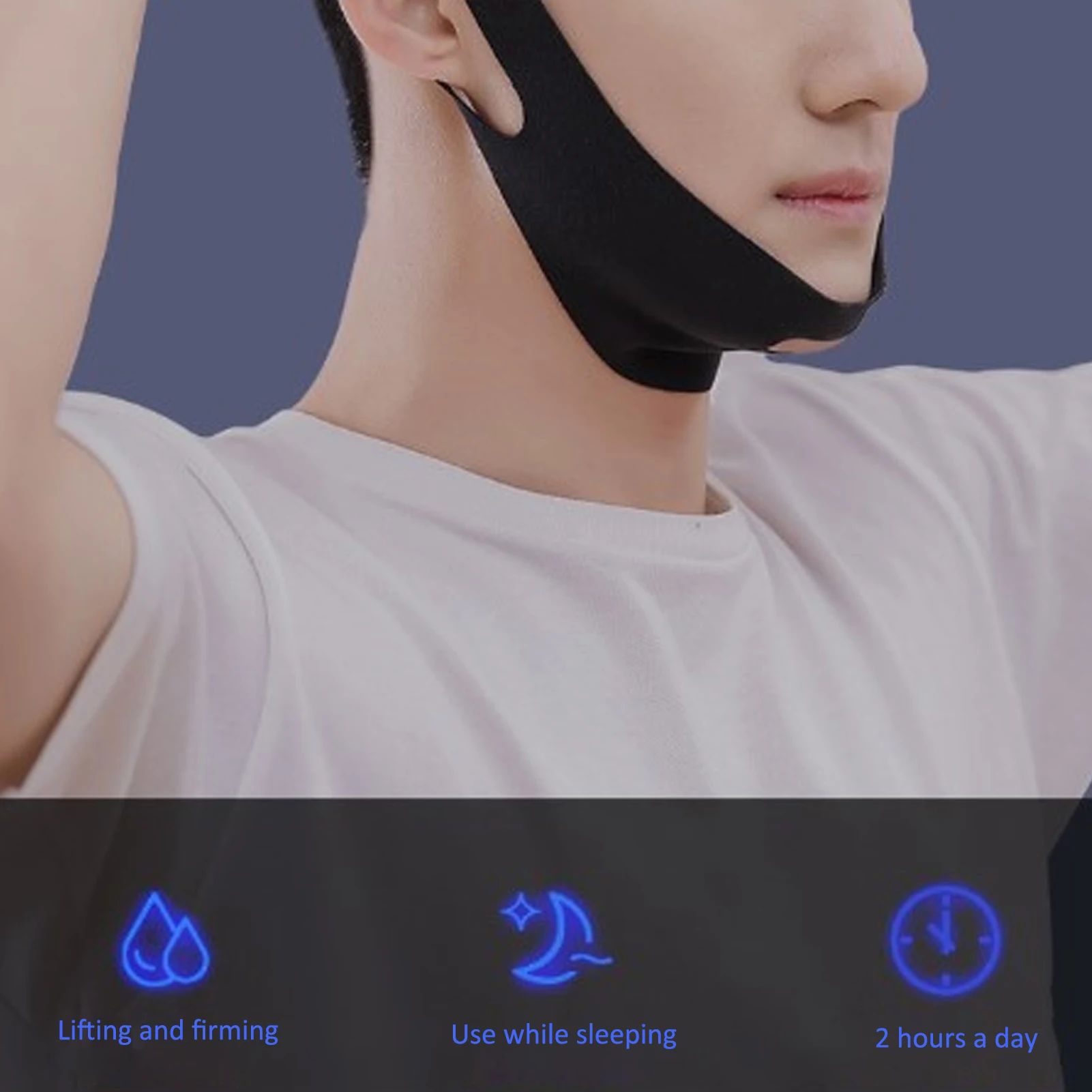 Men Face Shaping Bandage Facial Slimming Belt V Line Face Shaper Strap Elastic Double Chin Reducer Cheek Lift Up Belt Skin Care
