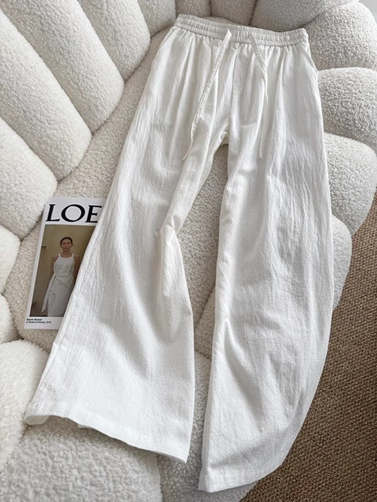 

Cleanfit American Retro Linen Ice Silk Pants Men Thin Breathable Straight Leg Pants Drapey Lazy Cool Feeling Pants Casual Loo...