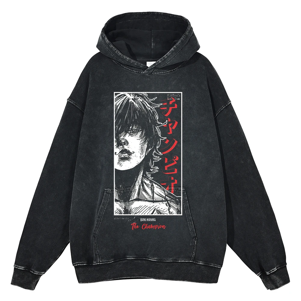 

Men Streetwear 2026 Autumn Winter Vintage Washed Hoodie Anime Graphic Pullover Harajuku Cotton Hooded Sweatshirt
