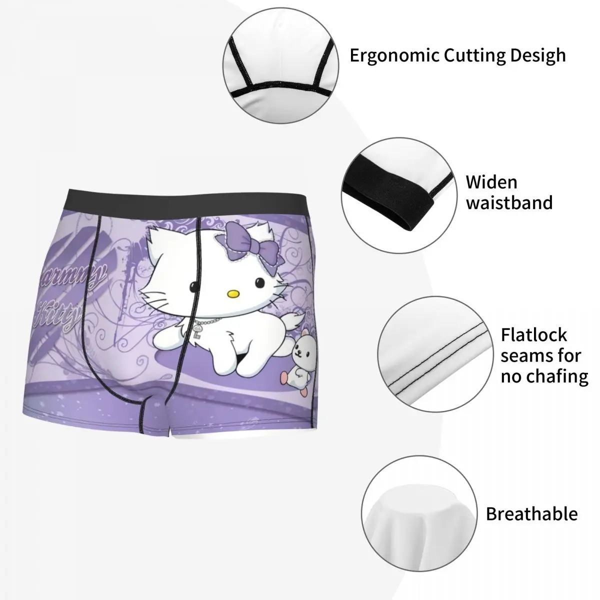 Customized Charmmy Kitty Sanrio Cartoon Underwear Male Printed Boxer Briefs Shorts Panties Breathable Underpants