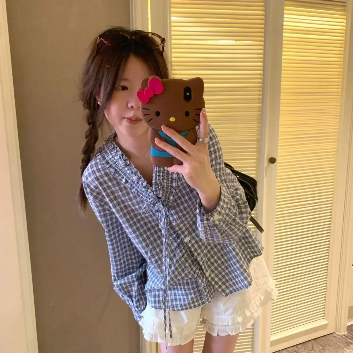 Lace Stitched White Lace Shorts Versatile Elastic Waist Slacks