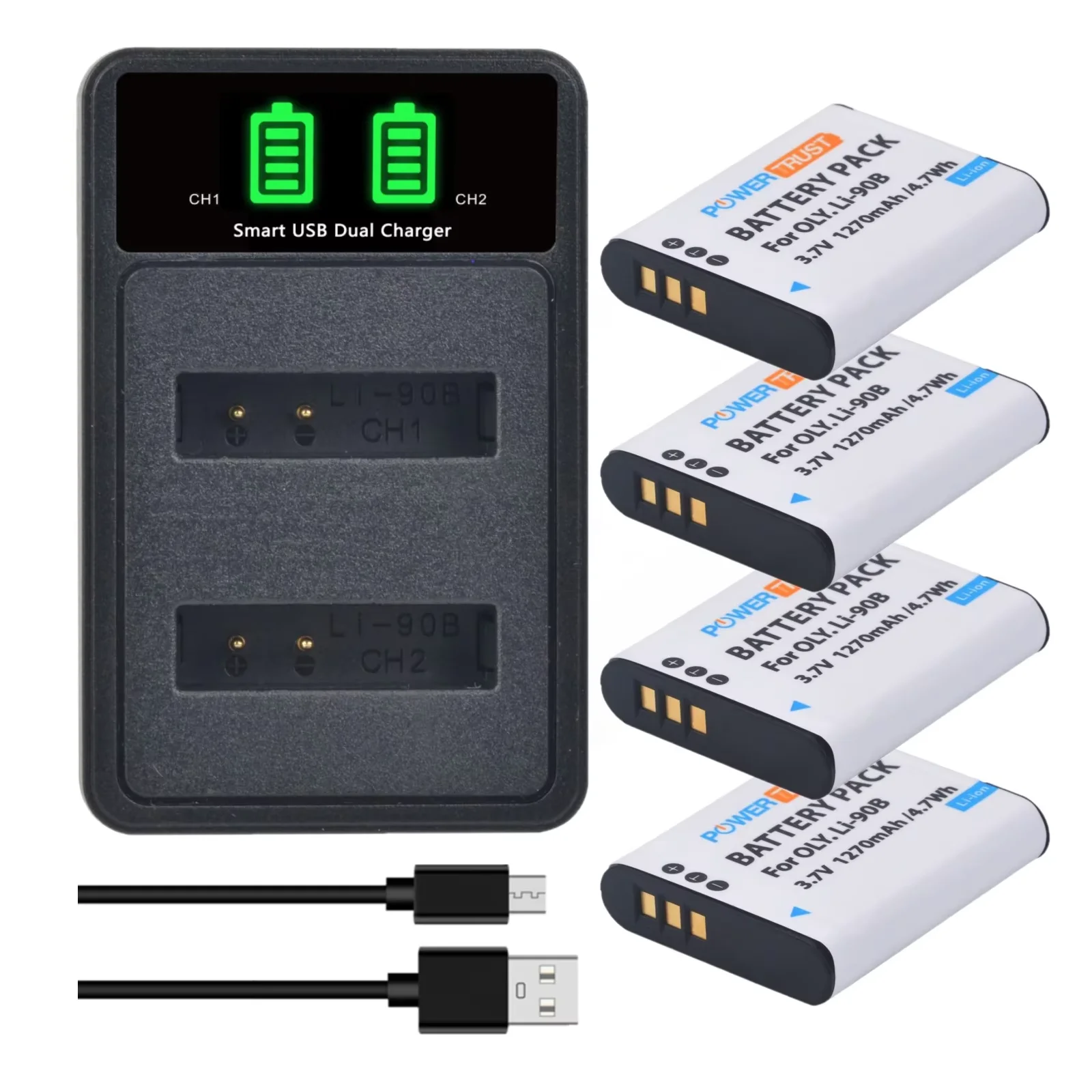 Li-90B Li-92B Battery with Charger for Olympus Li 90B Li92B Tough TG-4 TG-6 TG-5 TG-2 TG-1 IHS SH-1 SH-2 SH-60 SH-50 IHS, SP-100