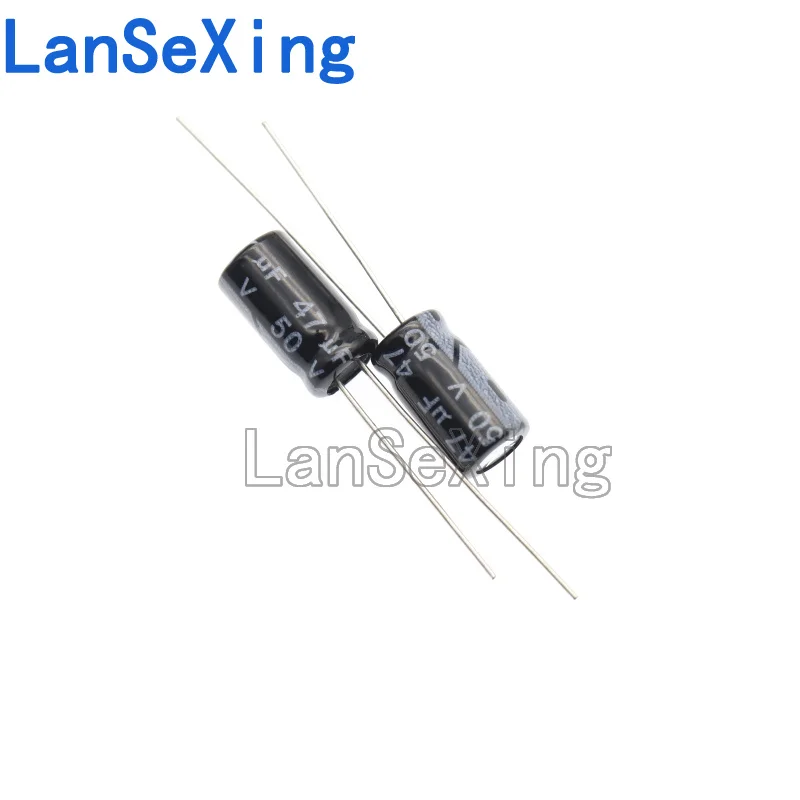 Direct insertion aluminum electrolytic capacitor components 50v 47uf, volume 6 * 11mm, capacitance 47uf 50v aluminum electrolysi
