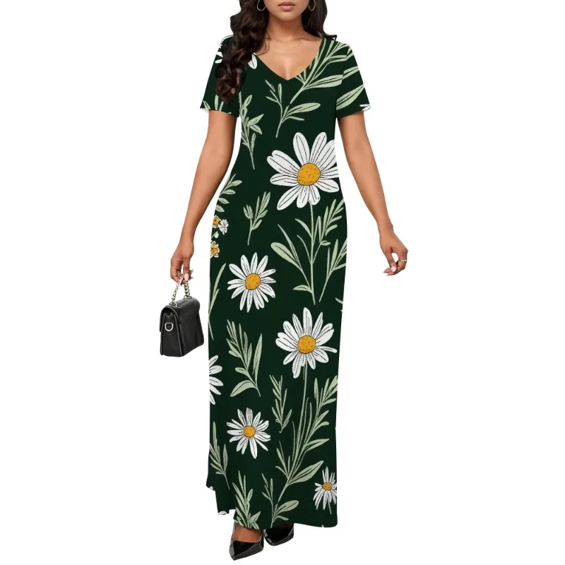 

Women's V Collar Short Sleeve Loose Casual Long Maxi Dresses for Women 2025