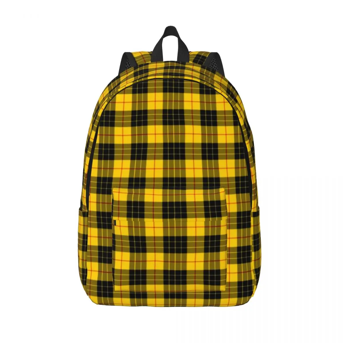 

Yellow, Black And Red Tartan - Yellow Plaid Student School Bookbag Canvas Daypack Elementary High College Travel Bags