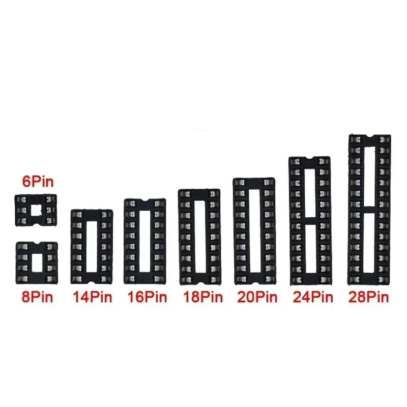 10PCS IC Sockets 6Pin 8Pin 14Pin 16Pin 18Pin 20Pin 24Pin 28Pin DIP Socket Chips Base DIP IC Sockets Adaptor