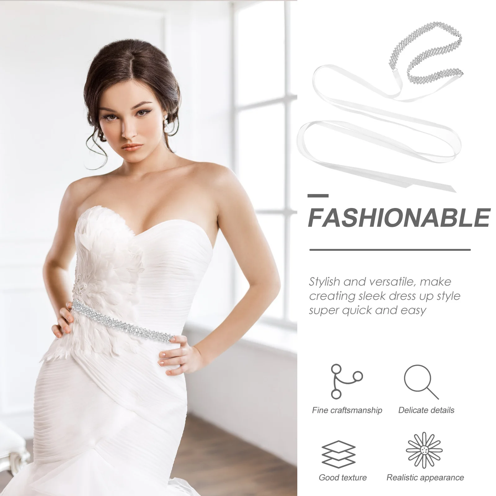 

Bridal Rhinestone Belt Sparkling Sash Belt Lightweight Adjustable for Wedding Dress Wedding Party Event Bridesmaid Sash