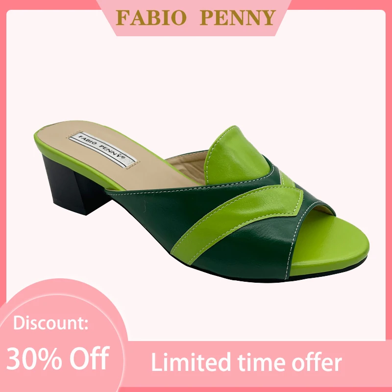 FABIO PENNY 2025 African Mom Italian Casual Commute Chic patchwork coat Women's slippers zapatillas de mujer