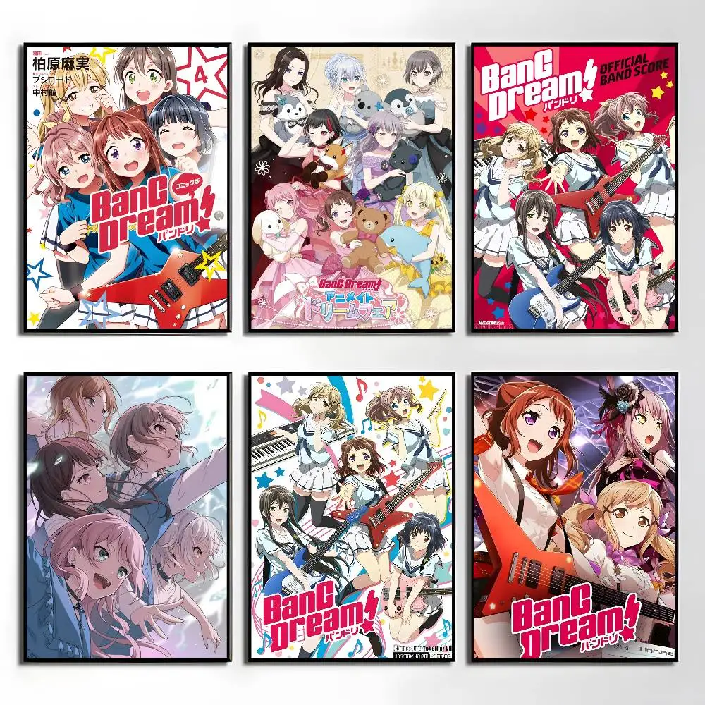 1 Stück Anime B-BanG Dream Poster Aufkleber Druck Wasserfeste Wandkunst für Wohnzimmer Schlafzimmer Heimdekoration