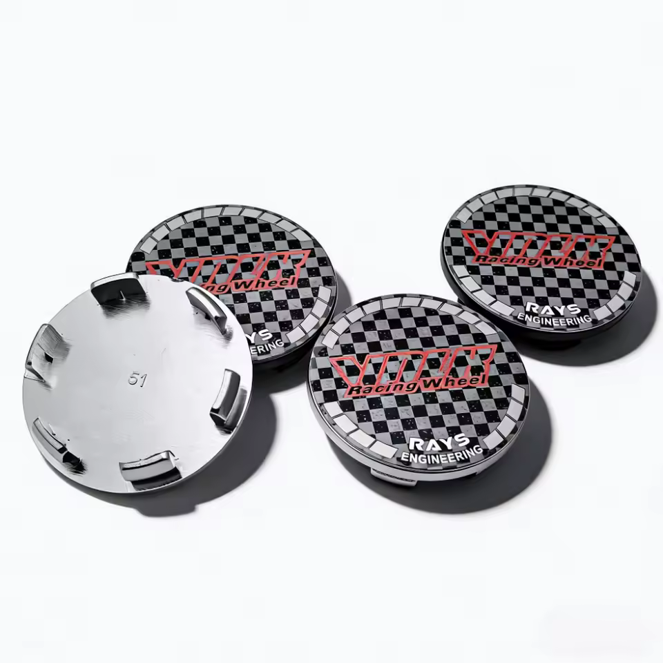 4x 51mm Rot Volk Rays Nabendeckel Radkappen Nabenkappen – Bild 4