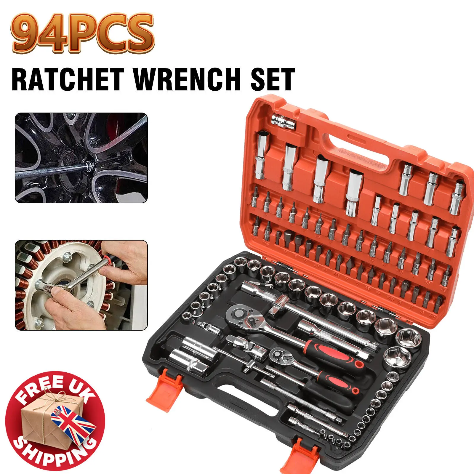 Socket Set 94PC Screwdriver Bits Ratchet Handle 1/2