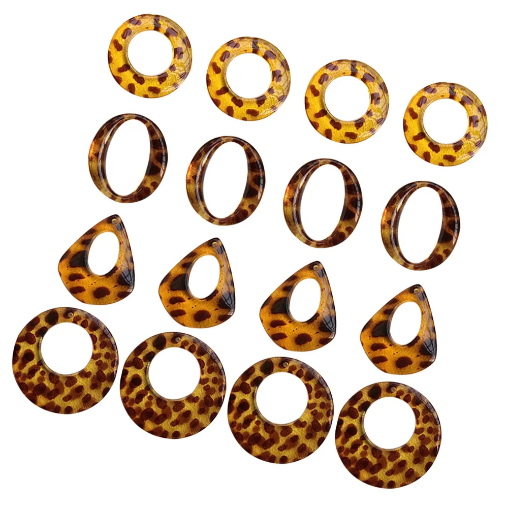 

16pcs Geometric Leopard Frame Resin Accessories Diy Jewelry Making Kit For Necklace Bracelet Keychain Pendant Drop Stylish Diy