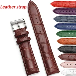 Leather Watchbands 12/14/16/18/20/22/24mm for huawei Watch Band For Samsung Strap Steel Pin buckle High Quality Wrist Bracelet