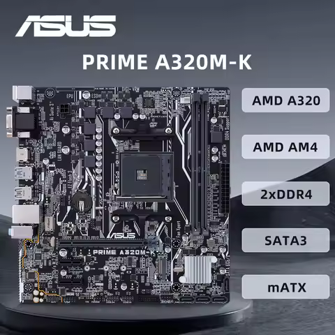 ASUS PRIME A320M-K Motherboard Support AMD 5600 5700X 5700x3D 5800x3D DDR4 3200+(OC) M.2 PCIe 3.0 AM4 HDMI Motherboard mATX