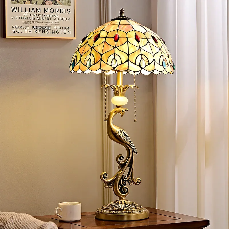 All-copper shell desk lamp American-European pure copper, bedroom, living room, bedside high-end decoration