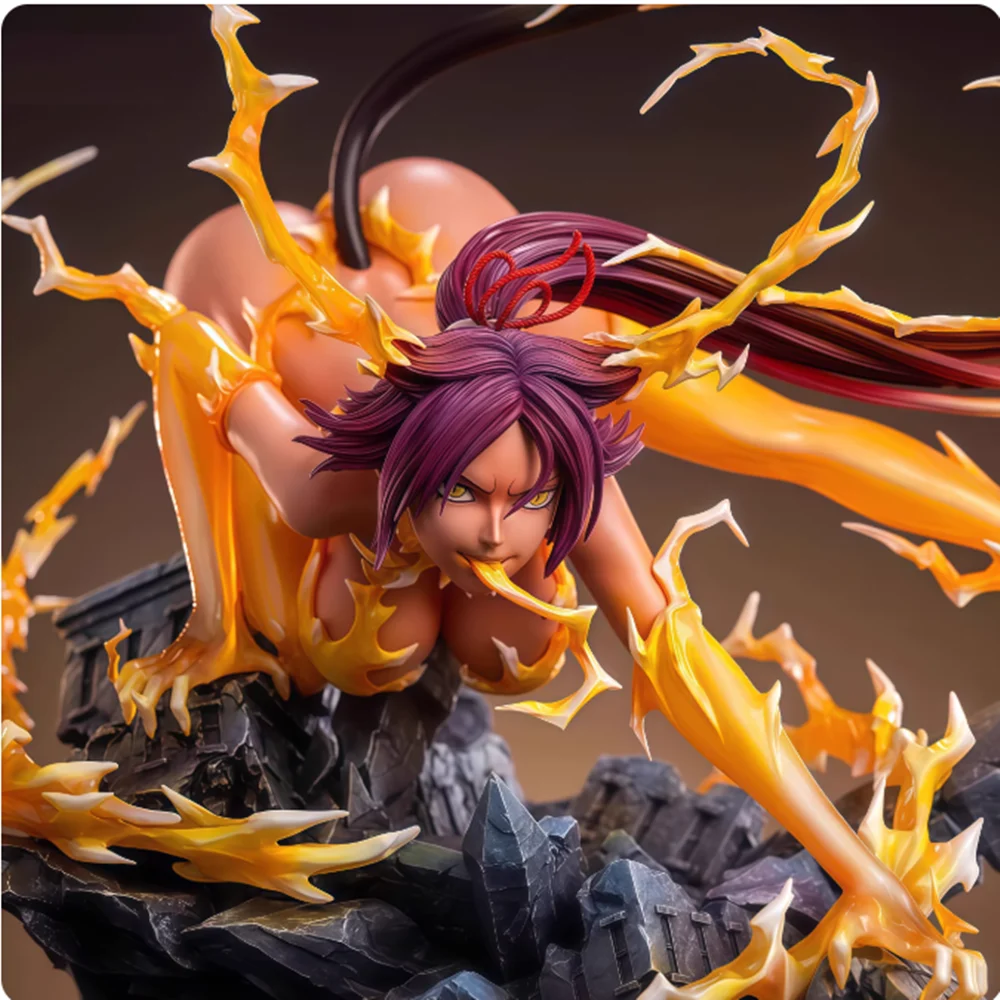 

Hot 23cm BLEACH Anime Figures Shihouin Yoruichi Figure PVC Statue sexy girl Model Desktop Collection Gifts Toys