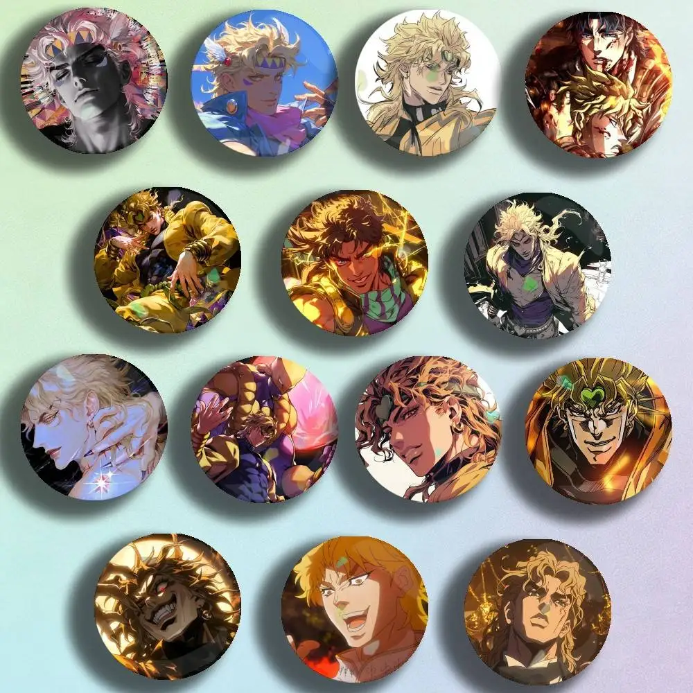 Anime JoJo Dio Brando Badge Stage Brooches on Backpack Clothes Handmade Round Enamel Pins for Jewelry Gift Bag Accessory