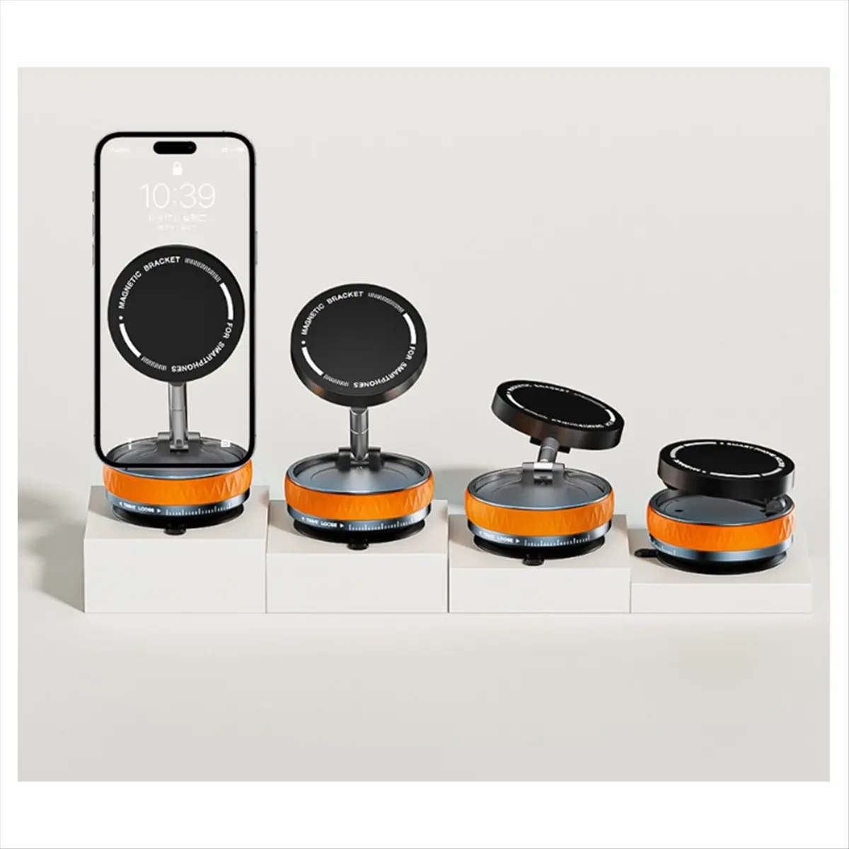 A46U 360 Degree Rotating Vacuum Suction Cup Magnetic Mobile Holder Phone Car Suction Folding Navigation Holder Black