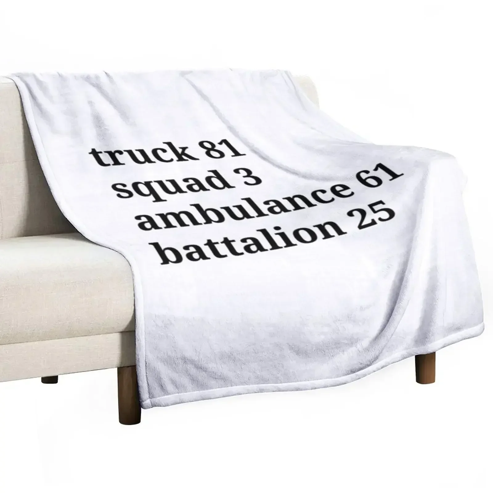 Chicago Fire truck 81, squad 3, ambulance 61, battalion 25 Throw Blanket Decorative Sofa Beach Blankets