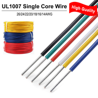 2/5/10/50m UL1007 Single Core Copper Wire 26 24 22 20 18 16 14AWG PVC Insulated Solid Tinned Plated LED Line DIY Equipment Cable