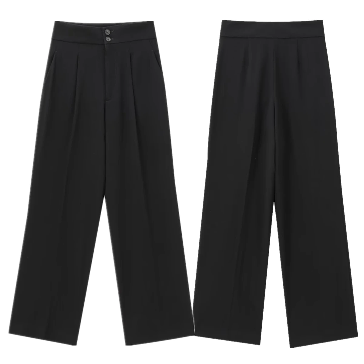 

Maxdutti British Minimalist High Waisted Commuting Casual Pants Women Trousers Back Straight Leg Suit Pants