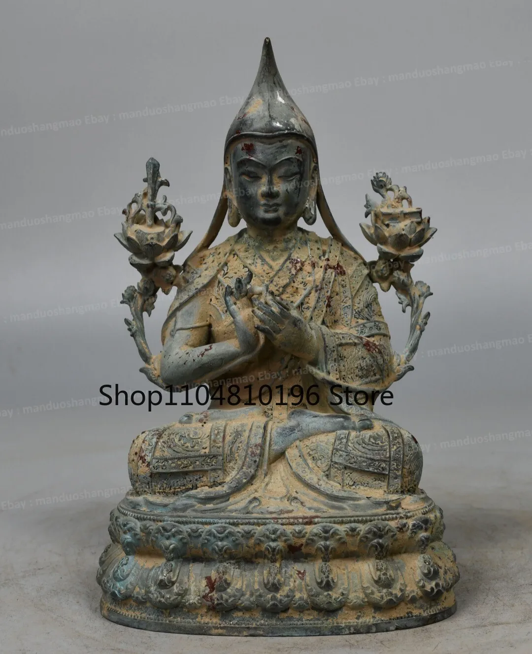 Antique Gilt Bronze Tsongkhapa Statue - Heavy Casting Masterpiece (8.3