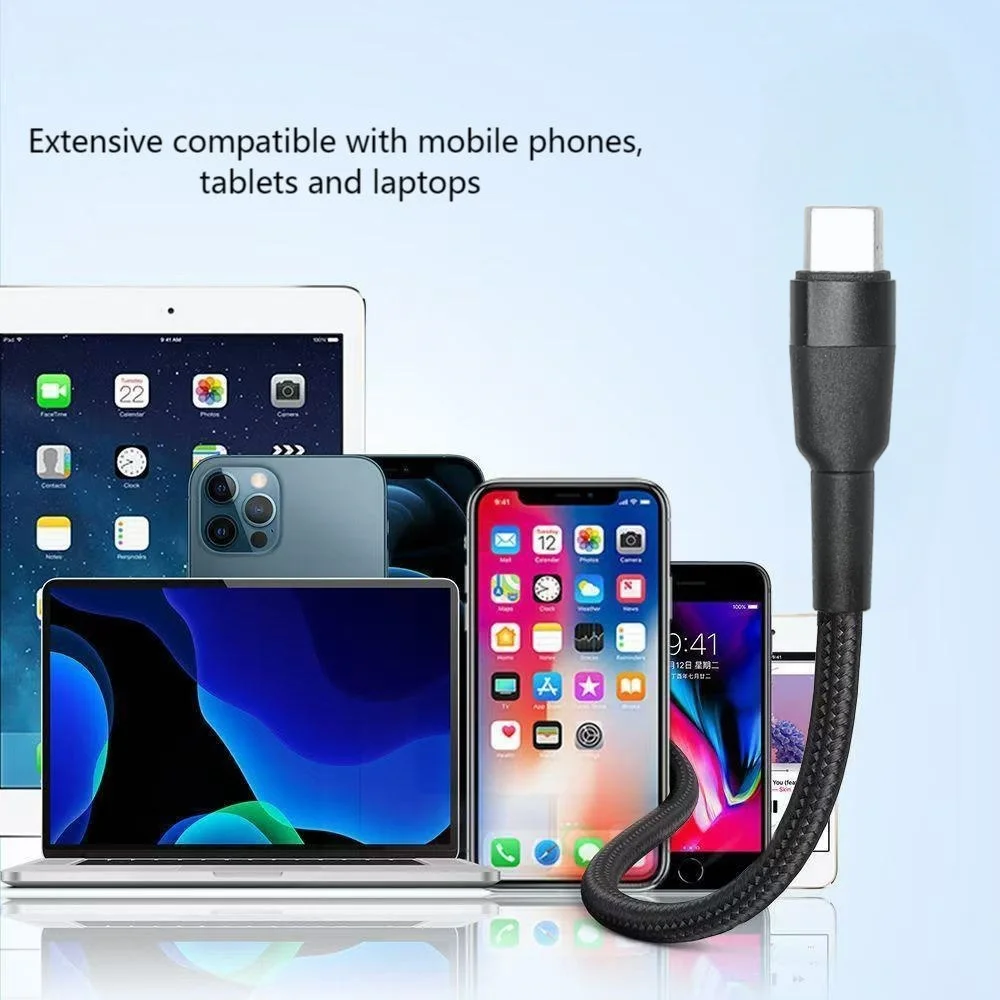 

Кабель USB-C - USB-C для быстрой зарядки PD 100W, плетеный, из нейлона высокой плотности, прочный, долговечный, 5А, для быстрой зарядки ноутбуков и телефонов