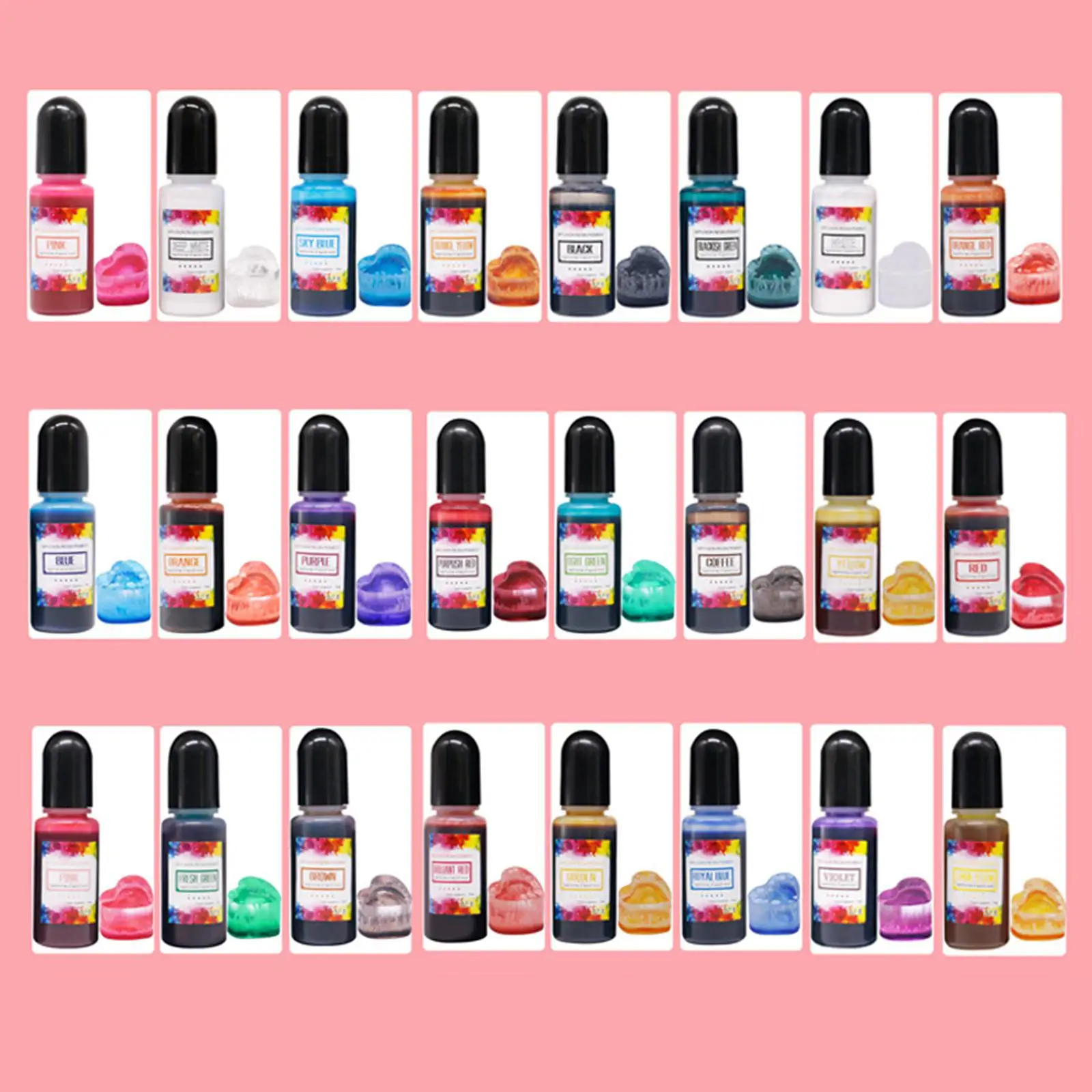 24x Ink Set Epoxy Resin Pigment 10ml for Tumbler Making Scrapbook DIY Art Crafts