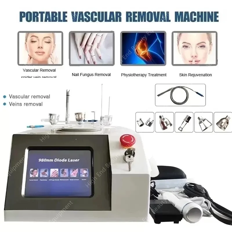 

980nm 6 in 1 Diode Laser Machine Used For Vessel Removal Couperose Spider Veins Fungal Nails Local Fat Dissolution Physiotherapy