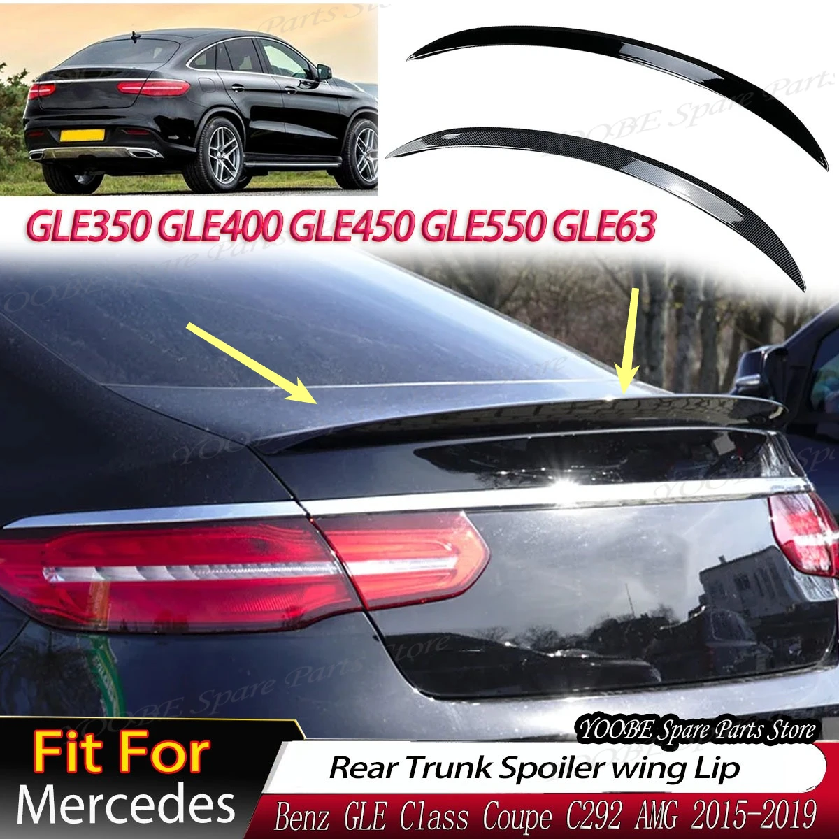 

2015-2019 for Mercedes Benz GLE Class Coupe C292 GLE350 GLE400 GLE450 GLE550 GLE63 AMG Rear Trunk Spoiler Wing Auto Parts Tuning
