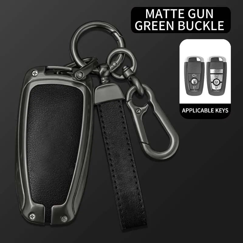 

Metal Leather Car Remote Key Case Cover For Ford Mustang Explorer Edge Fusion Mondeo F150 F250 F350 F450 Keychain Accessories