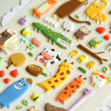 

Стикеры Детские SST1, с милыми мультяшными животными, зоопарком, стерео, пузырьками, 3D, для украшения дневника, наклейка на мобильный телефон, детского сада, подарки, Канцтовары