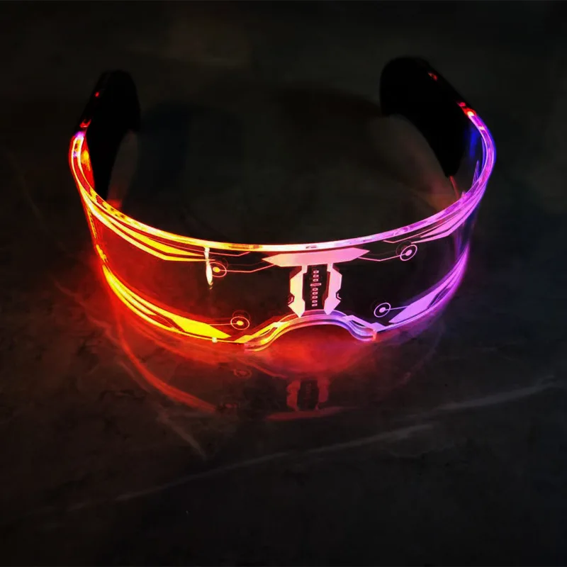 Future Technology Sense LED Luminous Glasses 3V Double Lamp 7 Colorful Flash Color-changing Acrylic Trendy Glasses
