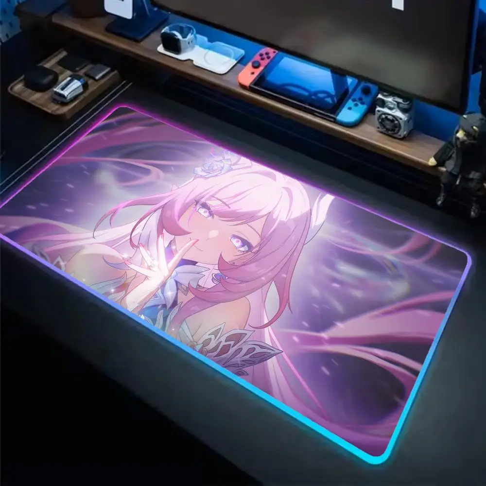 

Коврик для мыши Star Rail Cyrene, игровой коврик для мыши в стиле аниме, светодиодные настольные коврики с подсветкой, резиновые настольные коврики XXL RGB