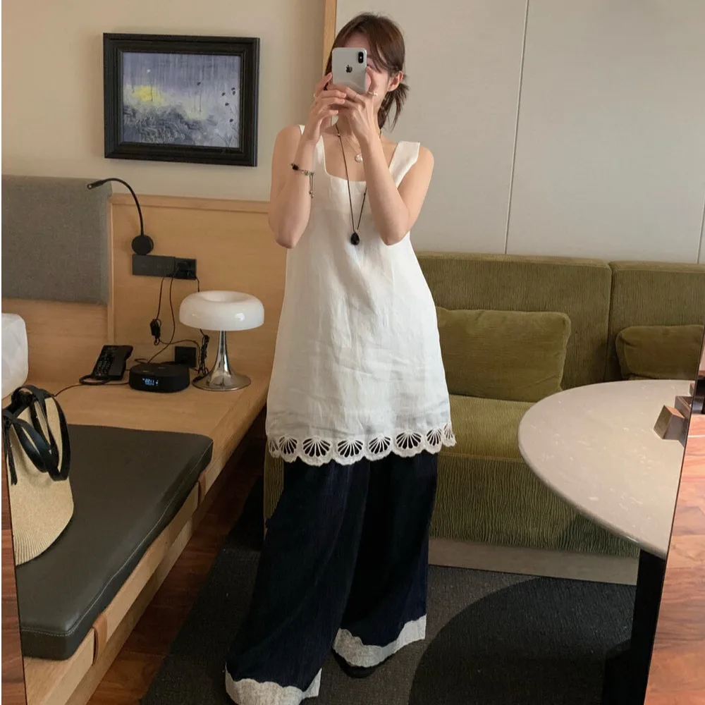 

Шикарное женское летнее платье-сарафан с кружевной отделкой и цветочным принтом, новый стиль, маленький размер, корейский стиль, из смесового хлопка