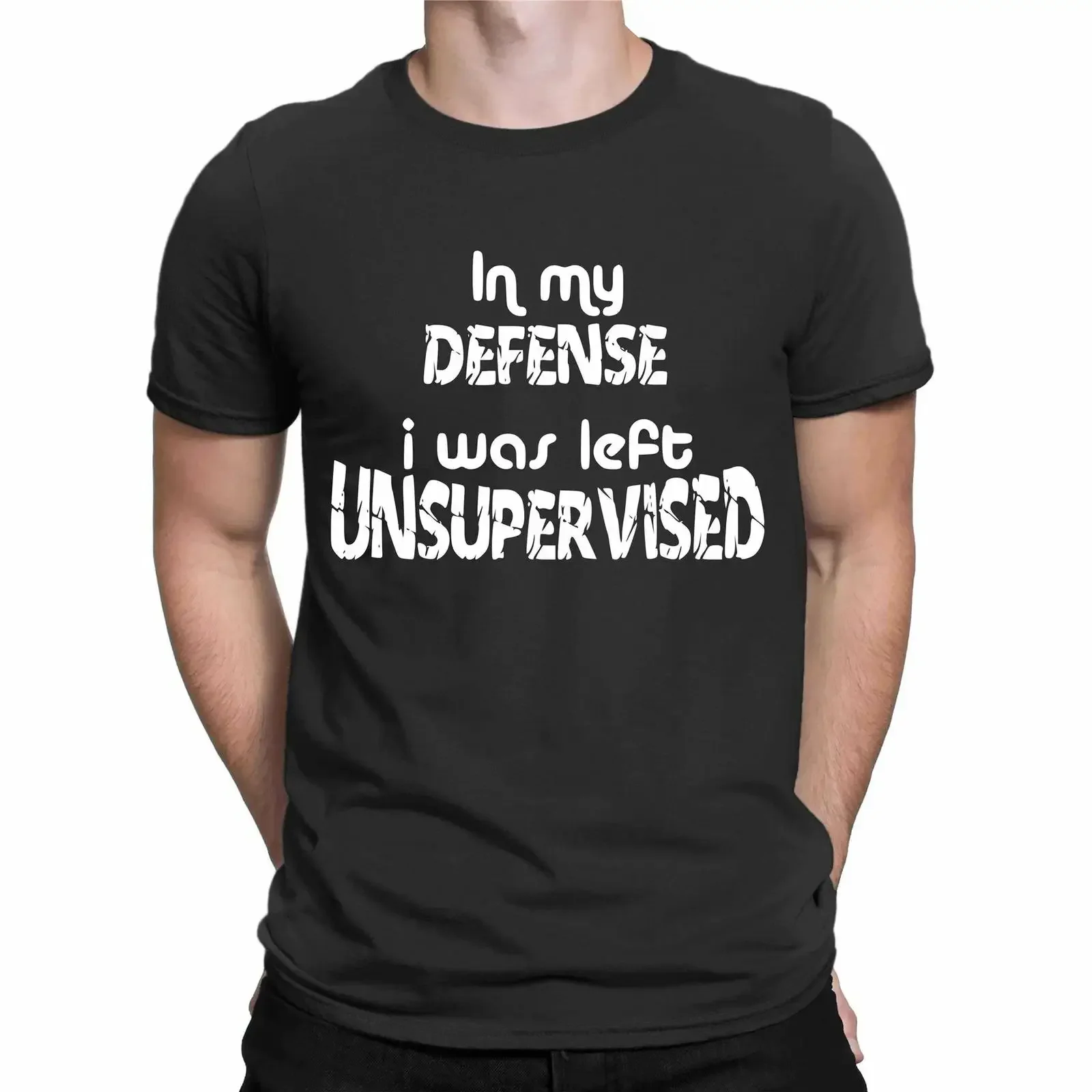 T-shirt humoristique vintage « En ma défense, j'étais laissé sans surveillance », vêtements de créateur délavés, streetwear, haut pour tous les jours