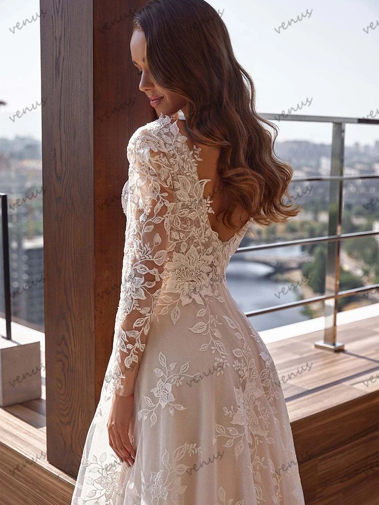 Vestidos De Novia De lujo, Vestidos De Novia glamorosos, Apliques De encaje, batas De manga larga para mujer 2026, Vestidos De Novia personalizados 2025