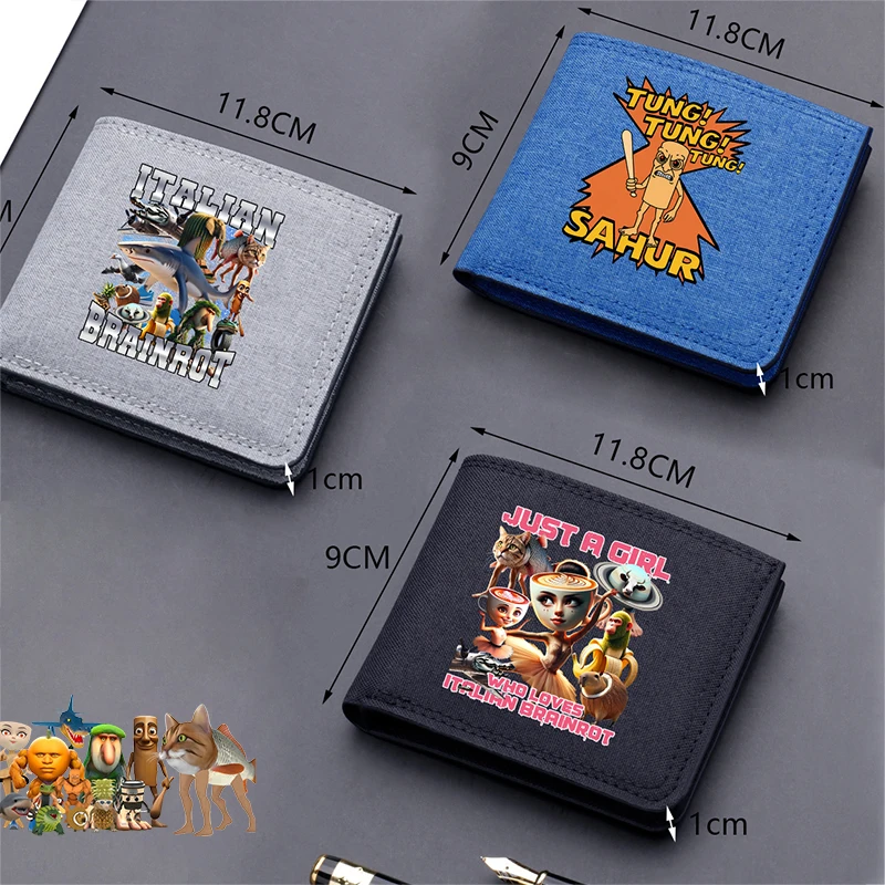 

B-Brainrot Foldable Coin Purse Cute Anime Print Wallet Men Women Adult Office Daily Money Bank Card Storage Mini Bag Kids Party