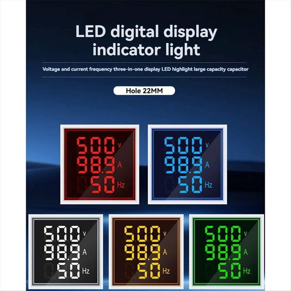MYdaY- LED الفولتميتر الرقمي مقياس التيار الكهربائي هيرتز متر AC6-500V أضواء الإشارة الجهد الحالي التردد متر مؤشر تستر الأبيض