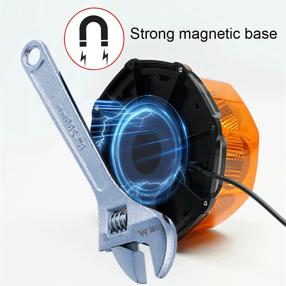 Amber COB Car roof Flashing Warning Light Vehicle Strobe Signal Lamp Police Emergency Lights Beacon with Magnetic Mounted 12/24V