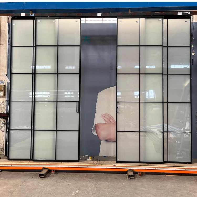 Bedroom Shower Office Switchable Smart Glass Door Partition Wall Aluminum French Auto Sensor Glass Automatic Sliding Door System