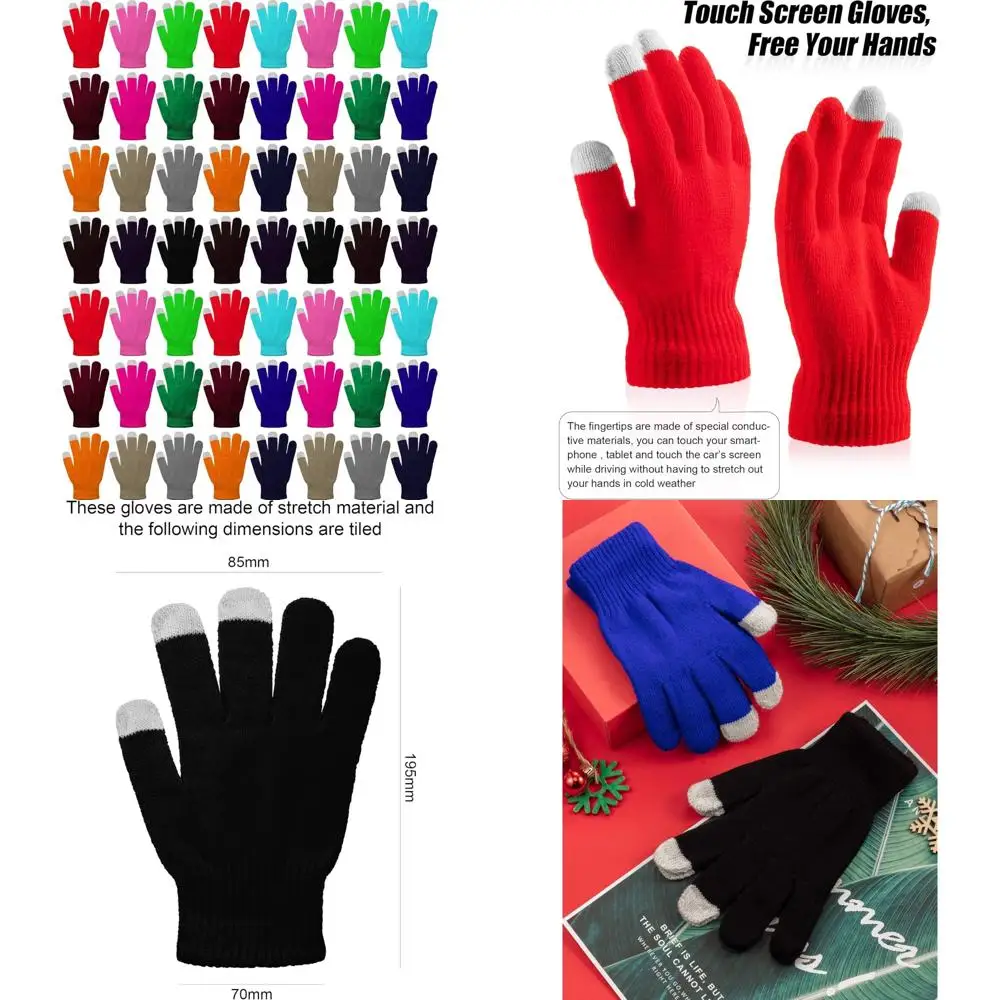 

Bulk 60 Pairs Stretchy Knitted Winter Gloves for Touchscreen Use - Unisex Texting Gloves with Bulk Discount