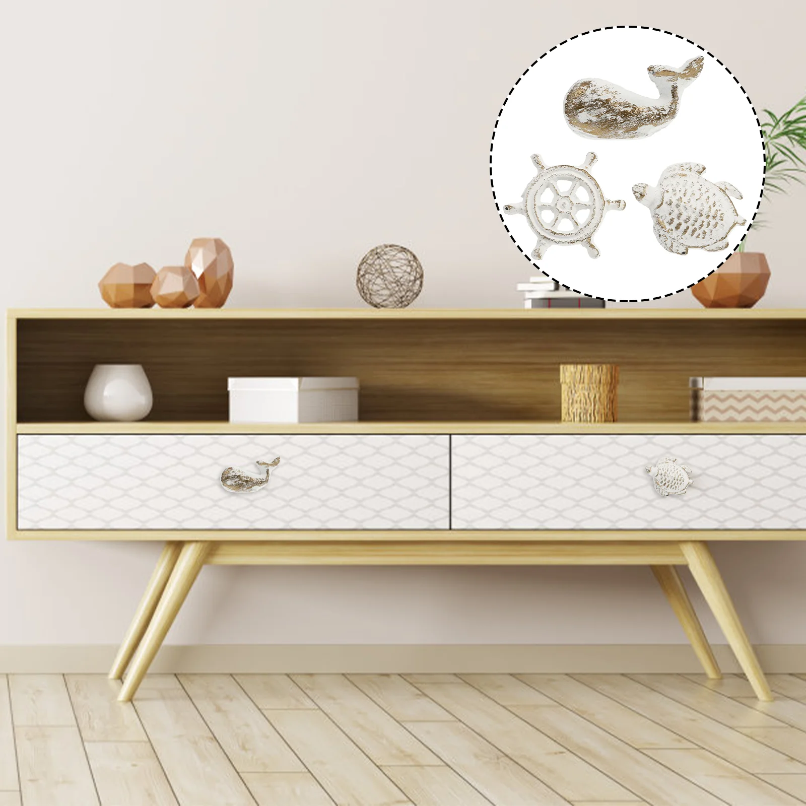 

1Set Ocean Theme Cabinet Handles Sea Themed Drawer Pulls for Furniture Wardrobe Shoe Cabinet Decorative Iron Craft Home Upgrade