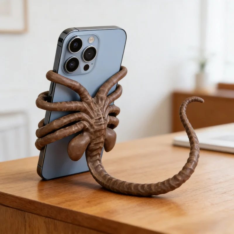 Xenomorph Facehugger Figurine Scary Horror Statue Adjustable Phone Holder Movie Anime Sculpture Desktop Accessory Decoration