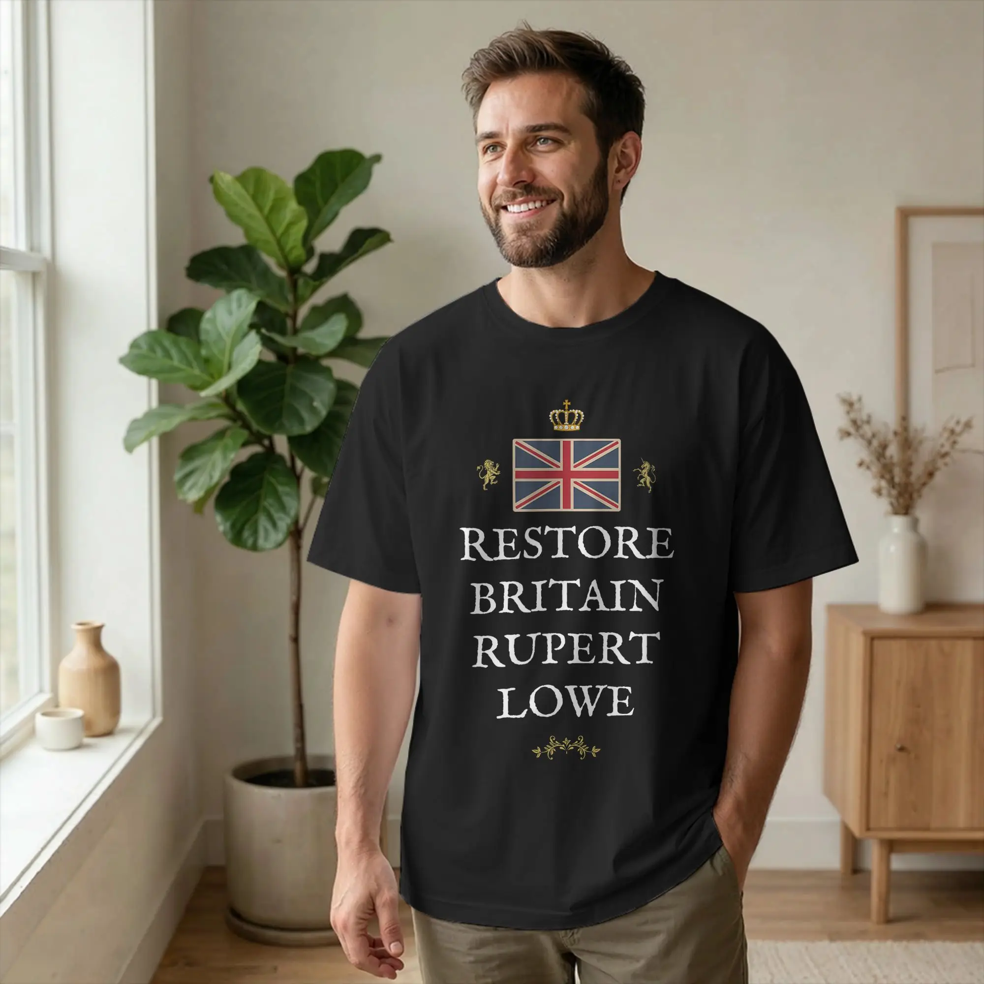 UK United Kingdom Restore Rupert Lowe Men T Shirt British Patriot Tees Short Sleeve Round Collar T-Shirts Cotton Unique Clothing