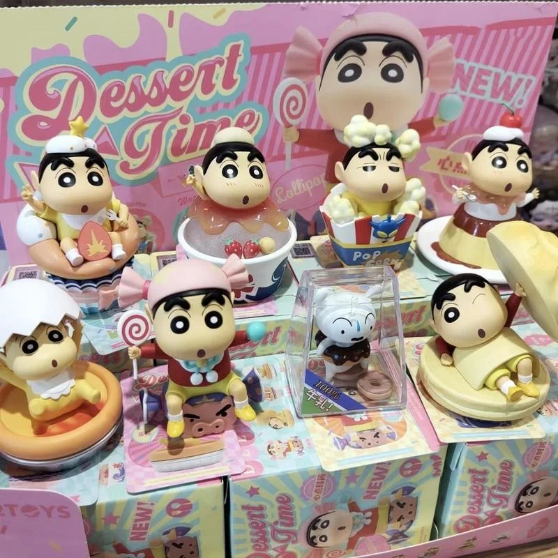Crayón bonito Shin-Chan Heart Time Series, caja ciega, modelo de Pvc, colección de juguetes para niños, estatua de adorno de escritorio, regalo de cumpleaños y Navidad